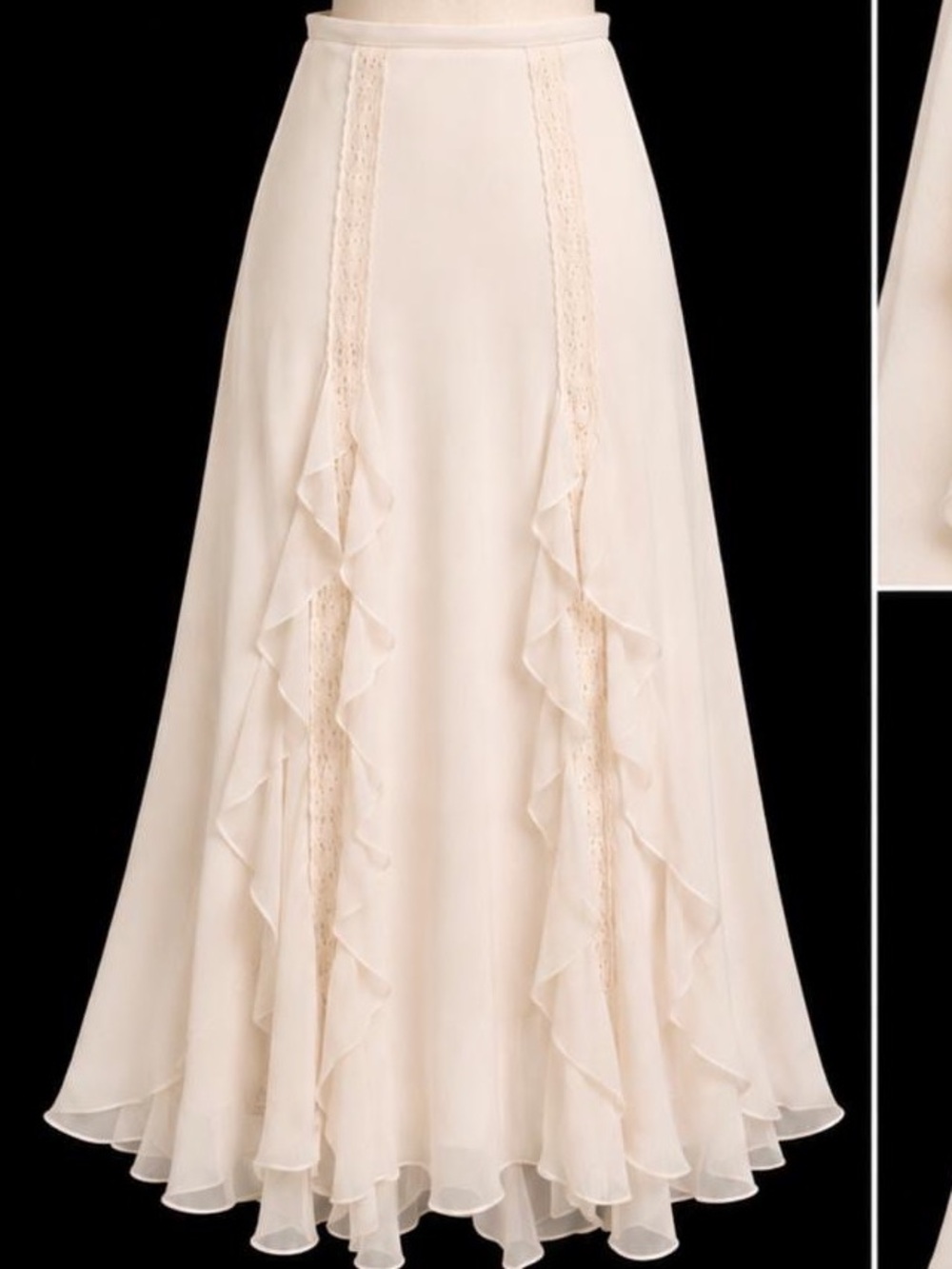 Women's Cream Ruffle Hem Circle Skirt